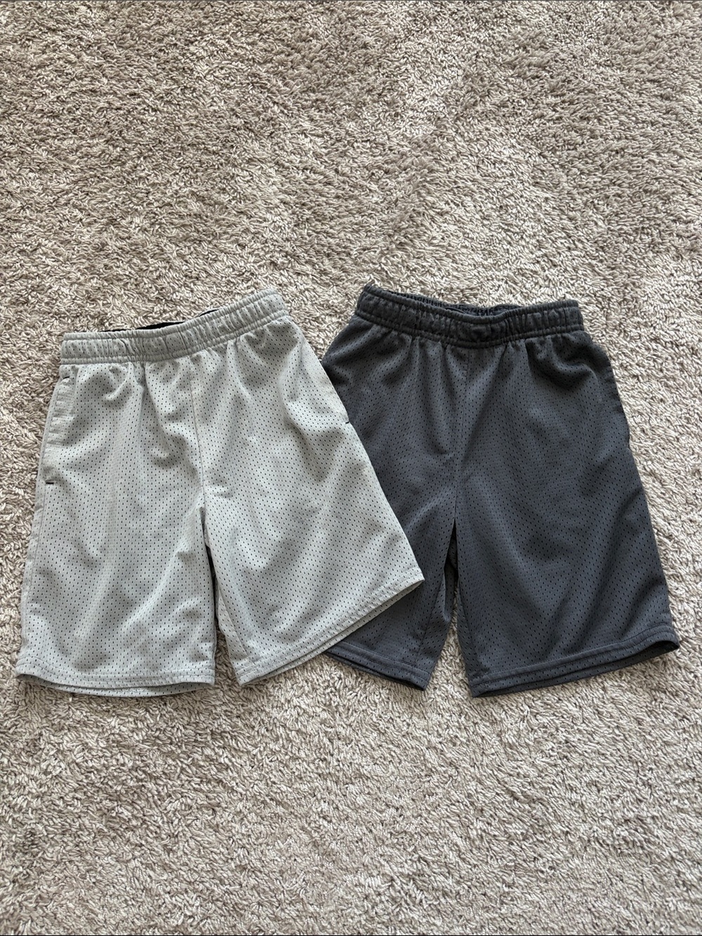 Athletic Works Kids Mesh Shorts in Light Gray & Charcoal